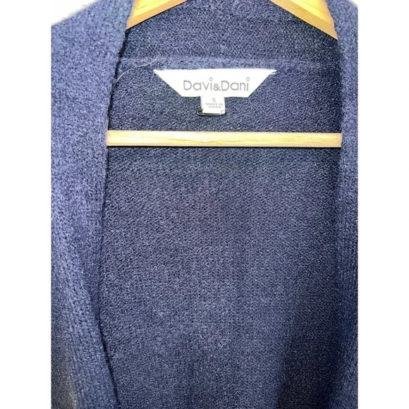 Davi & Dani Womens SMALL Cardigan Open Front Batwing Sleeve Knit blue flowers - Picture 4 of 9